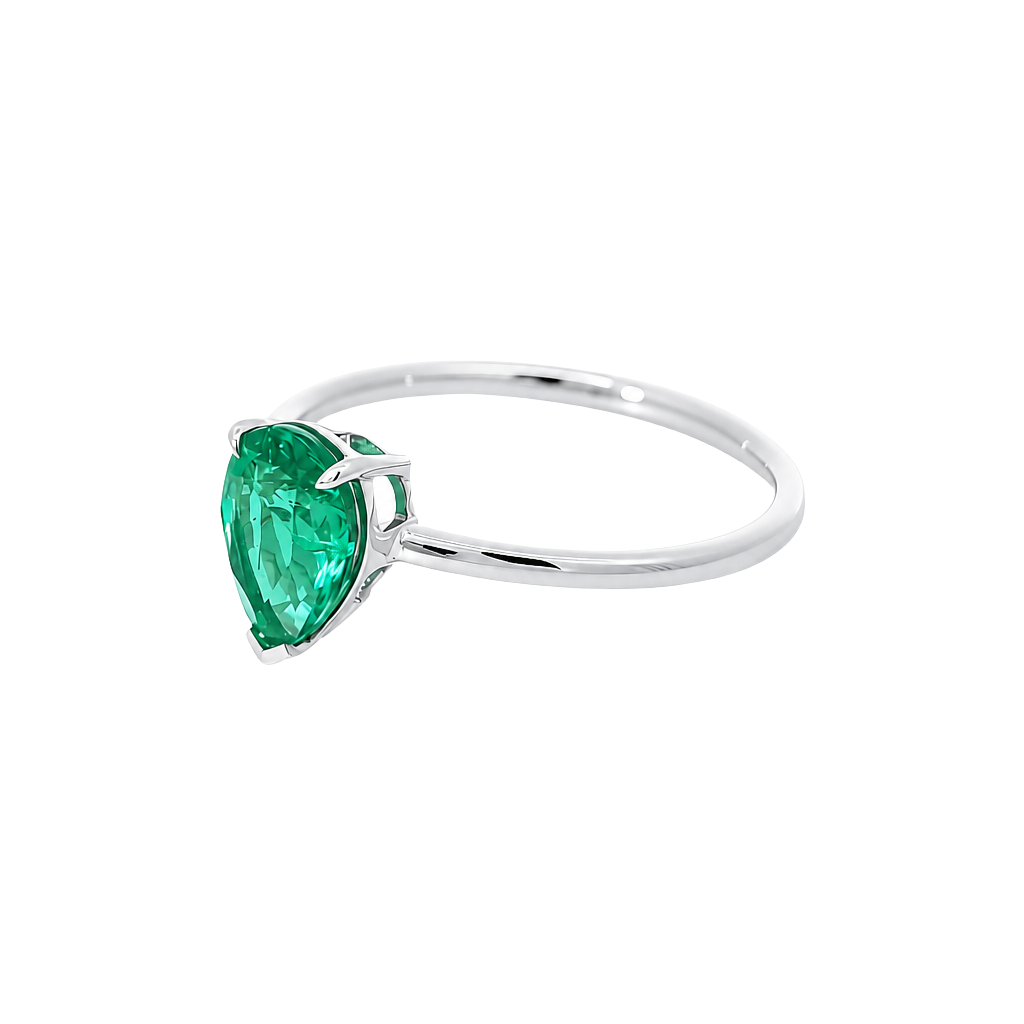 Pear Emerald Solitaire Ring