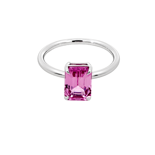2.00ct Emerald-Cut Pink Sapphire Ring