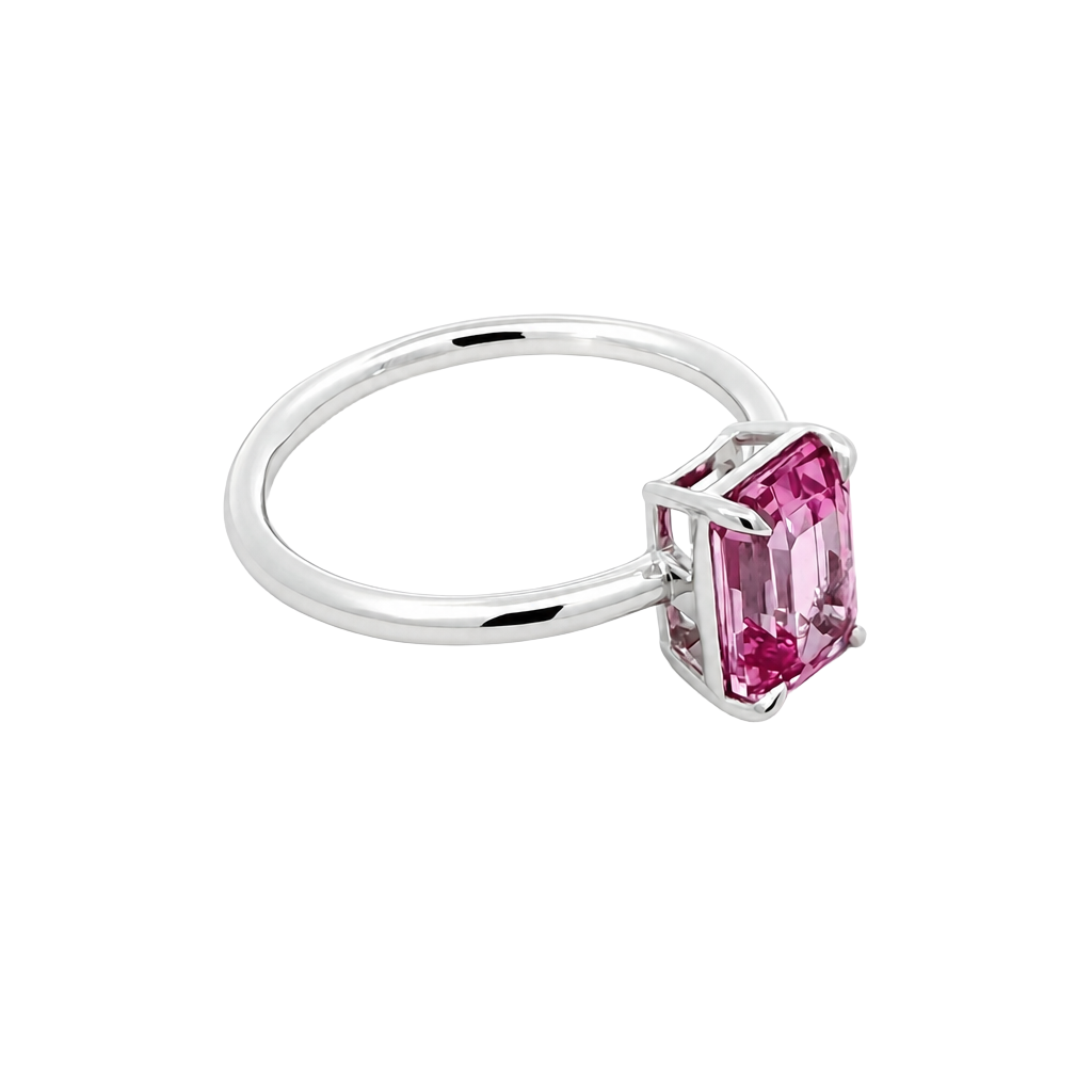 2.00ct Emerald-Cut Pink Sapphire Ring