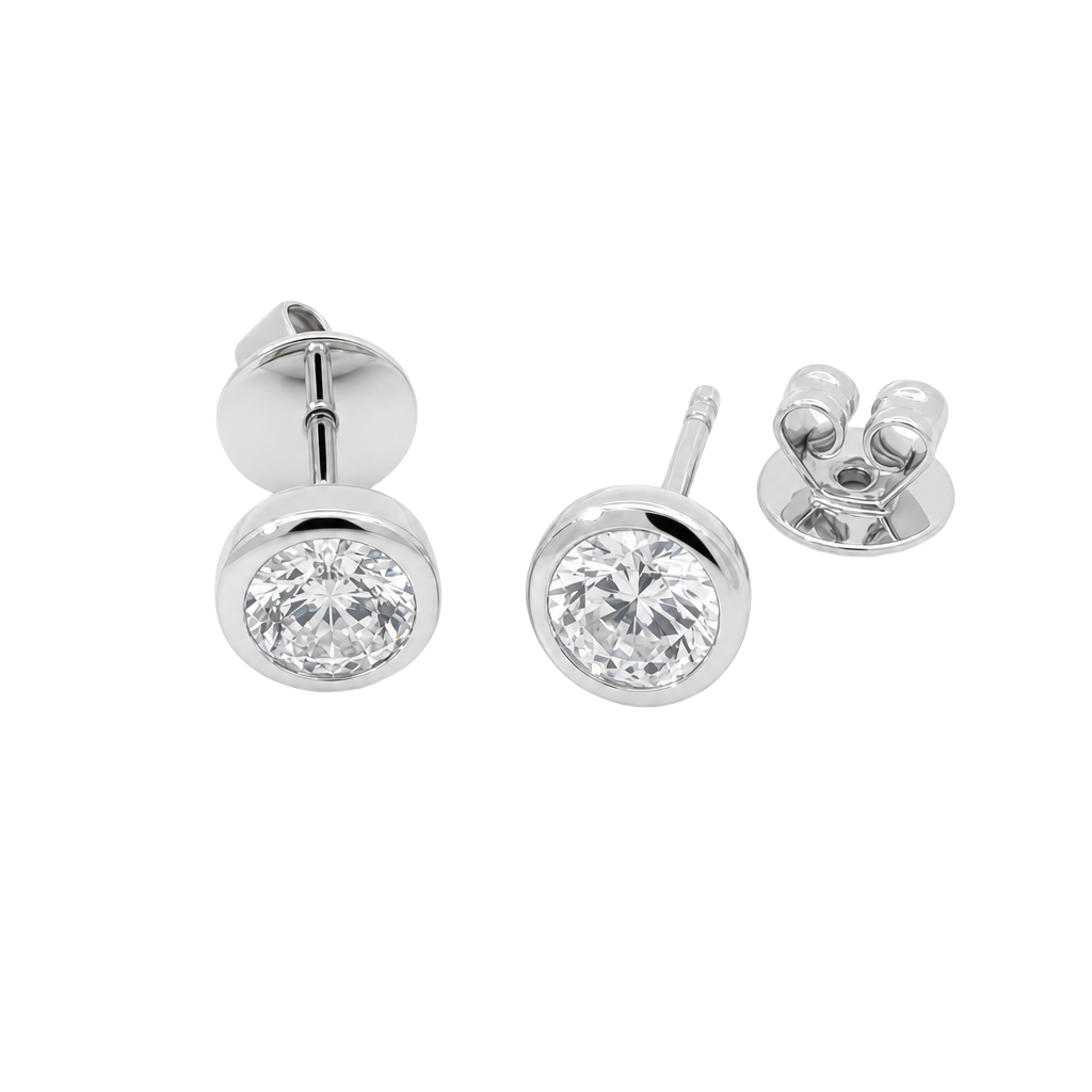 Bezel Moissanite Studs