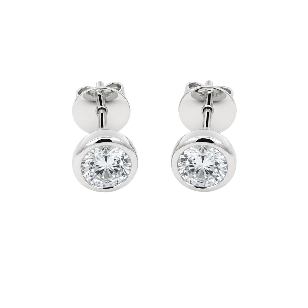 Bezel Moissanite Studs