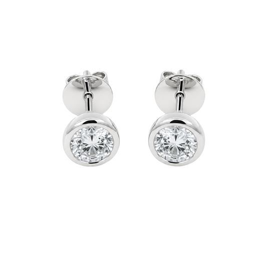 Bezel Moissanite Studs