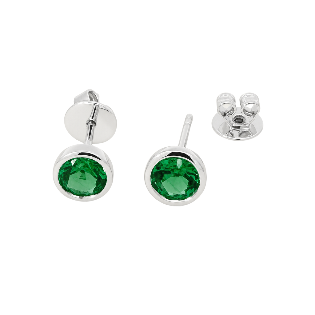 Bezel Emerald Studs