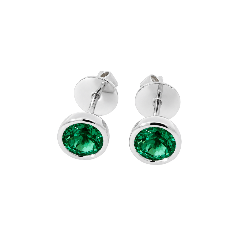 Bezel Emerald Studs