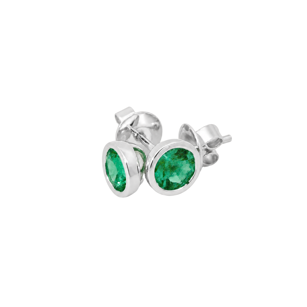 Bezel Emerald Studs