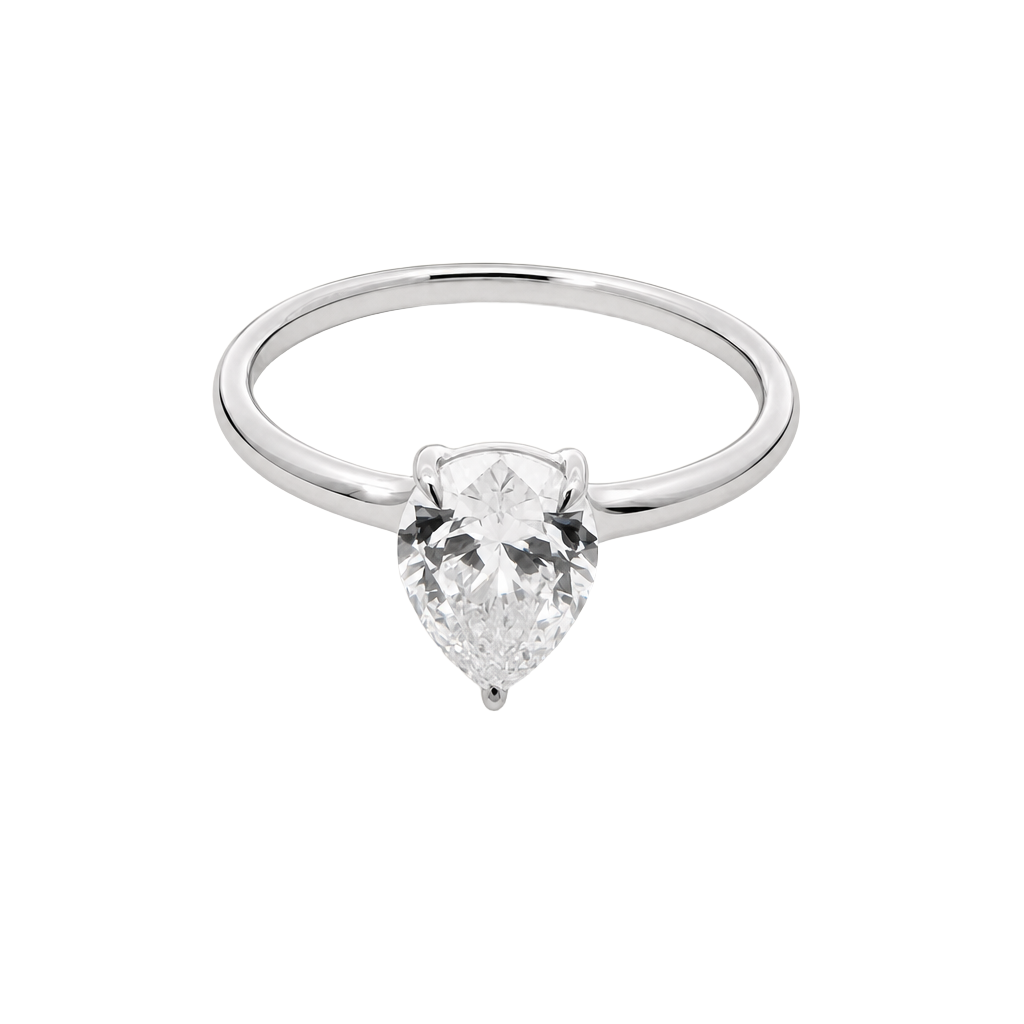 1 Carat Pear Lab Grown Diamond Floating Solitaire Ring