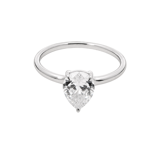 1 Carat Pear Lab Grown Diamond Floating Solitaire Ring