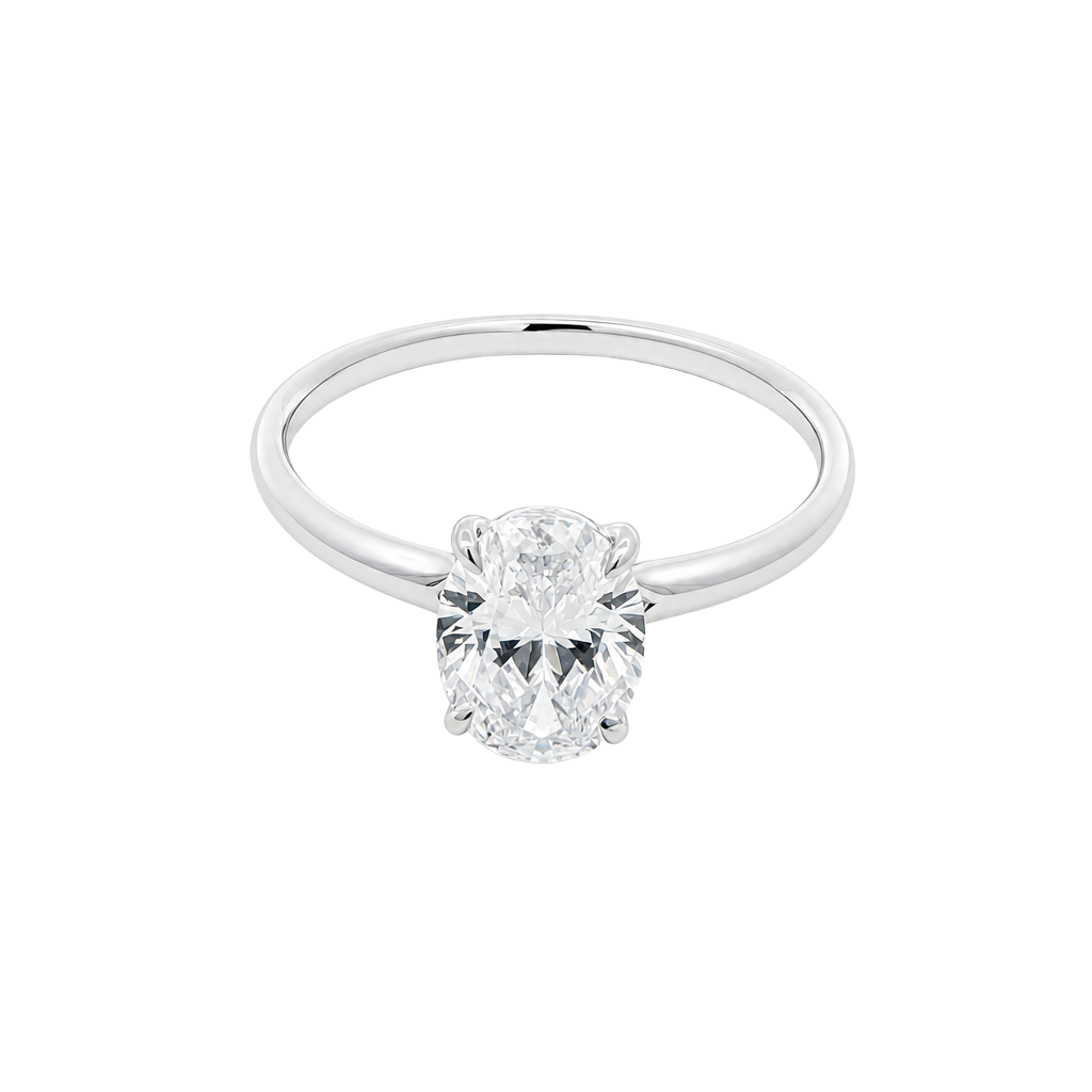 1 Carat Oval Lab Grown Diamond Floating Solitaire Ring