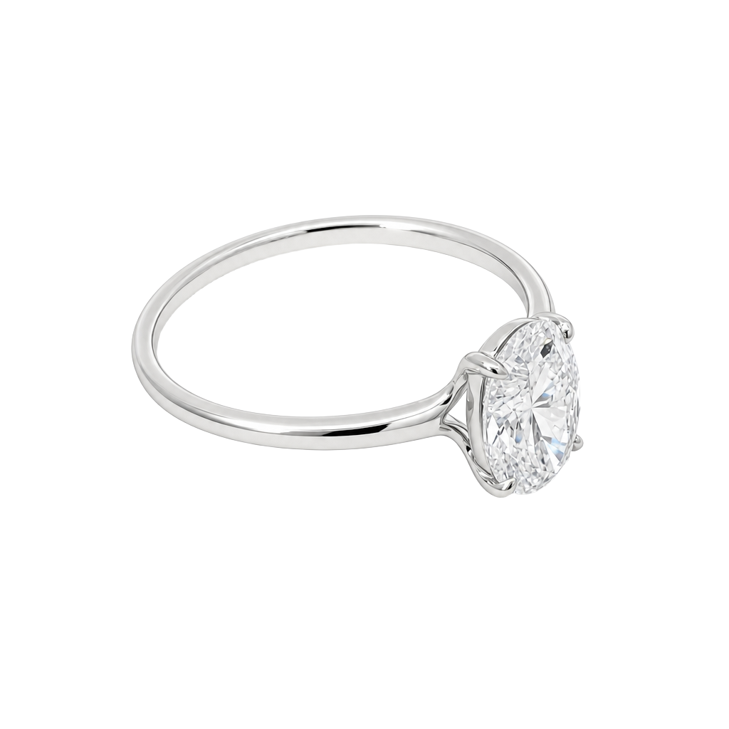 1 Carat Oval Lab Grown Diamond Floating Solitaire Ring