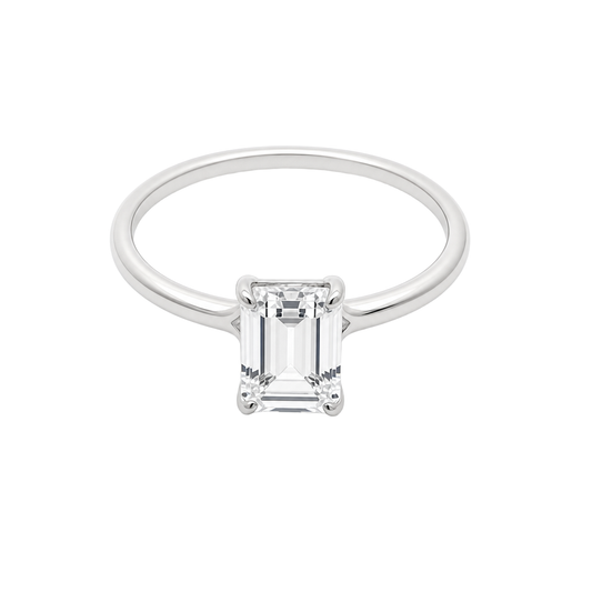 1 Carat Emerald Cut Lab Grown Diamond Floating Solitaire Ring