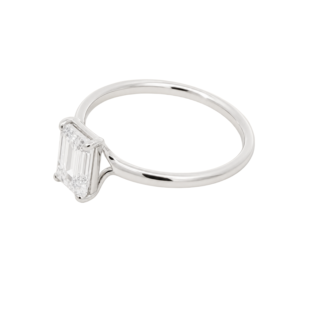 1 Carat Emerald Cut Lab Grown Diamond Floating Solitaire Ring