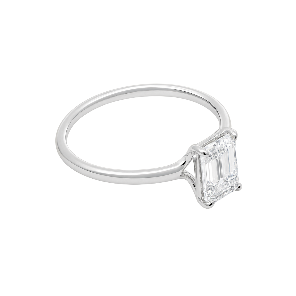 1 Carat Emerald Cut Lab Grown Diamond Floating Solitaire Ring