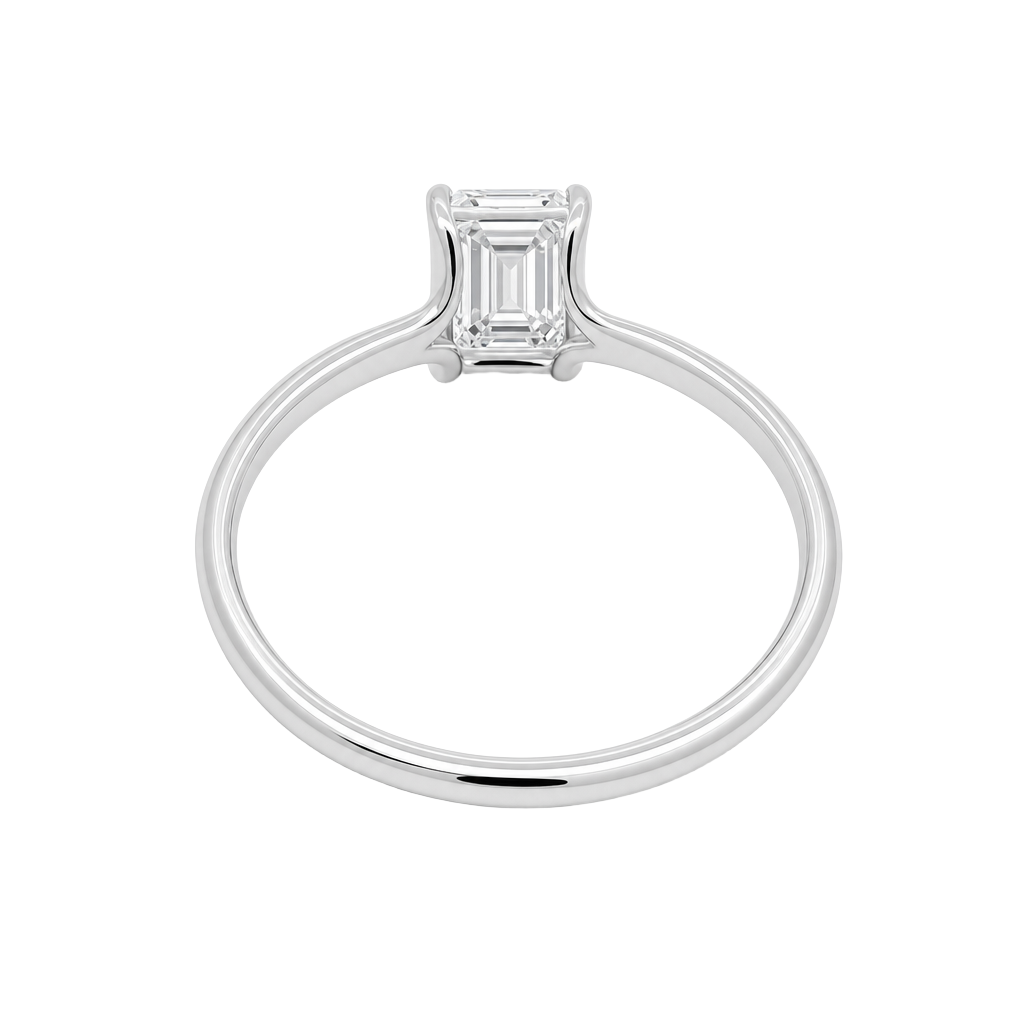 1 Carat Emerald Cut Lab Grown Diamond Floating Solitaire Ring