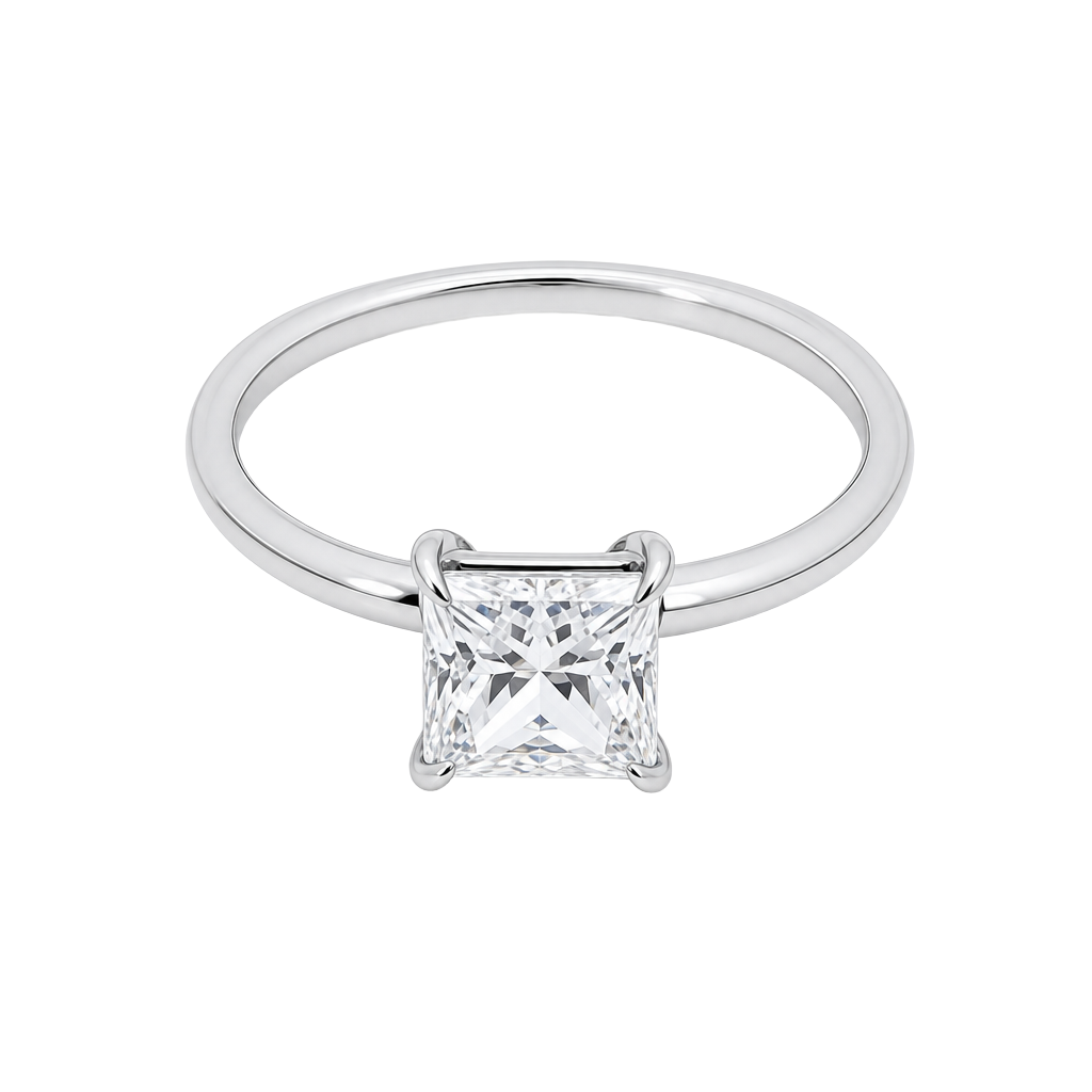 1 Carat Princess Cut Lab Grown Diamond Floating Solitaire Ring