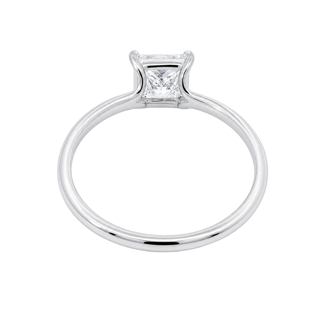 1 Carat Princess Cut Lab Grown Diamond Floating Solitaire Ring