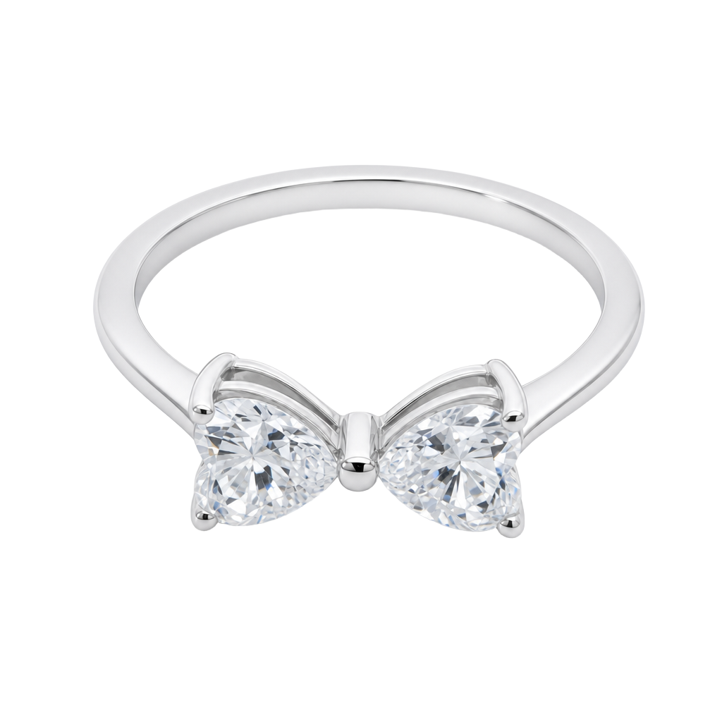 Bow Duo Heart Cut Lab Grown Diamond Ring