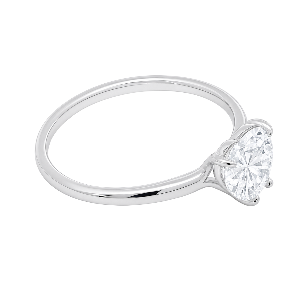 1 Carat Heart Shape Lab Grown Diamond Floating Solitaire Ring